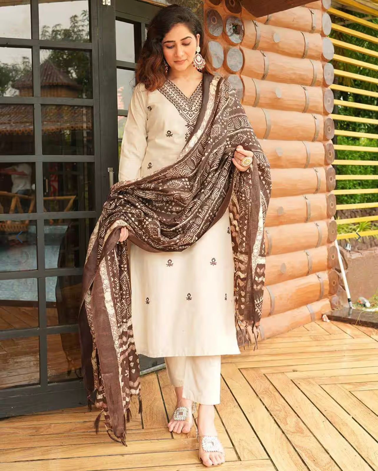 Elegant Linen Embroidered Kurta Set with Printed Dupatta