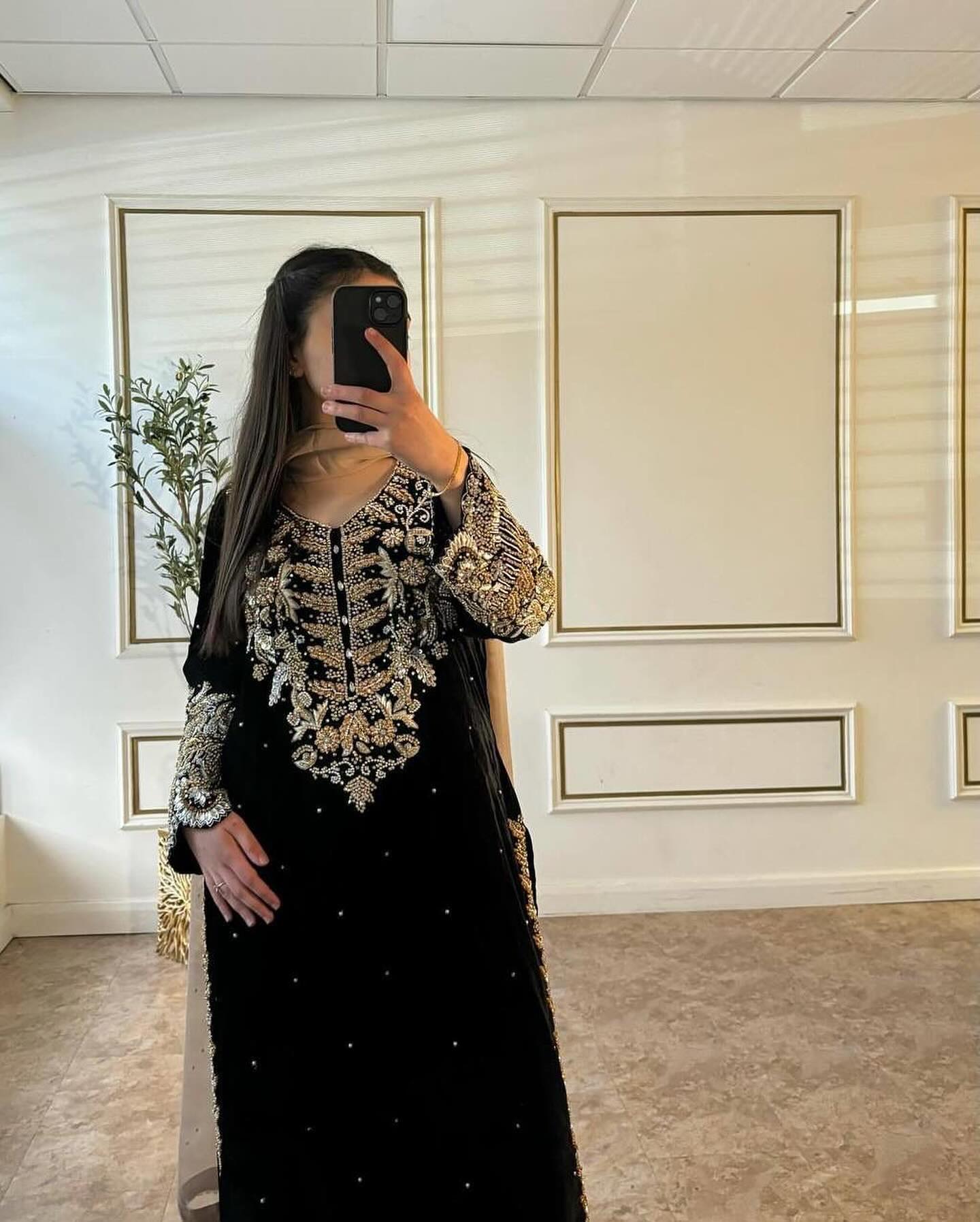Heavily Embroidered Black Suit Set - Image 5
