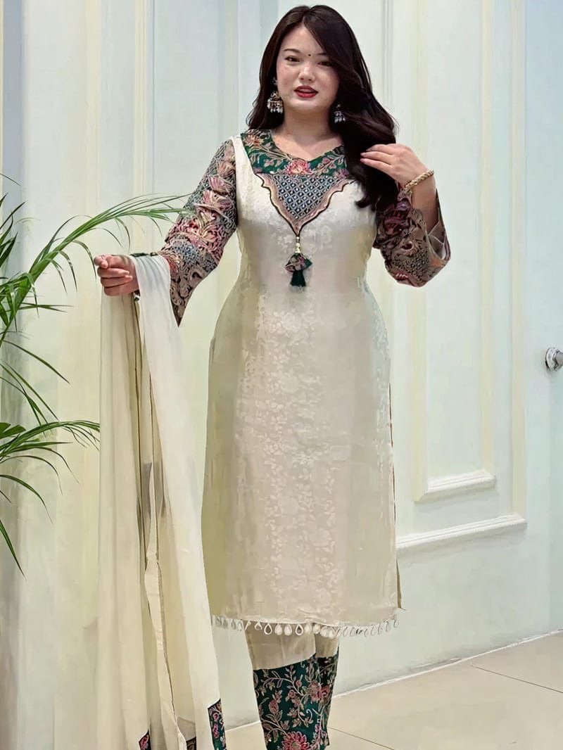 Royal Banarasi Jacquard Embroidered Suit Set - Image 2