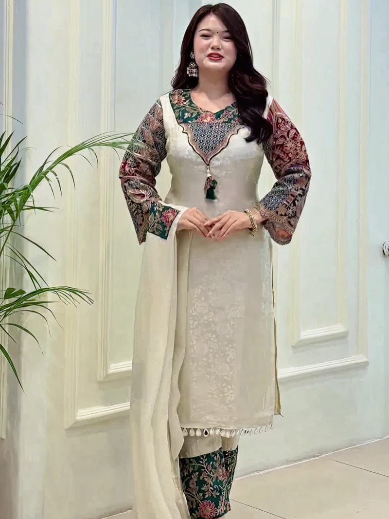 Royal Banarasi Jacquard Embroidered Suit Set