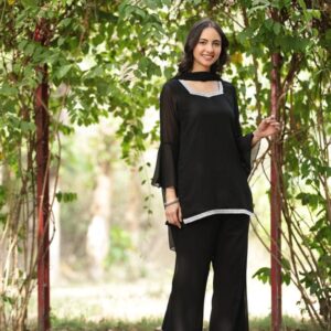 Embellished Kurta with Flared Palazzo Set
