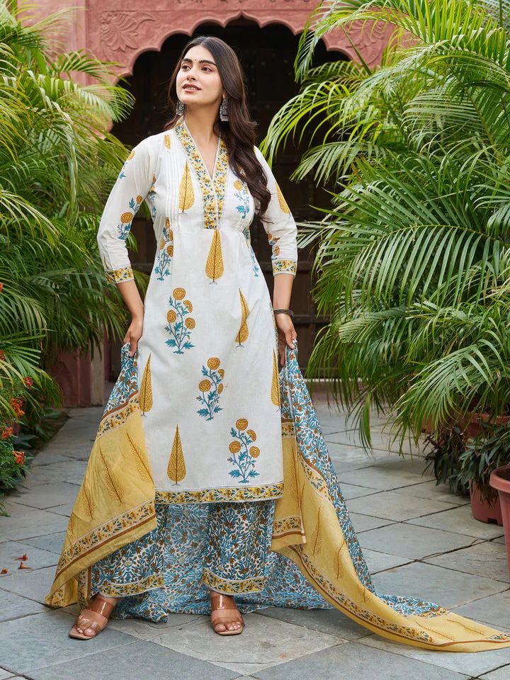 Floral Print Ethnic Suit Set