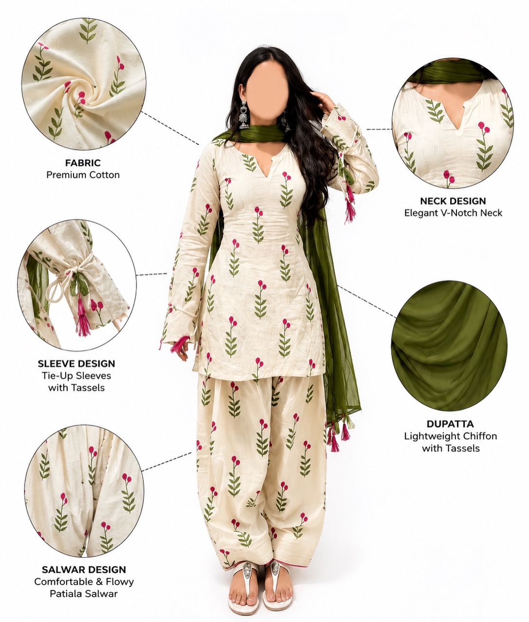 Floral Print Ethnic Suit Set - Image 2