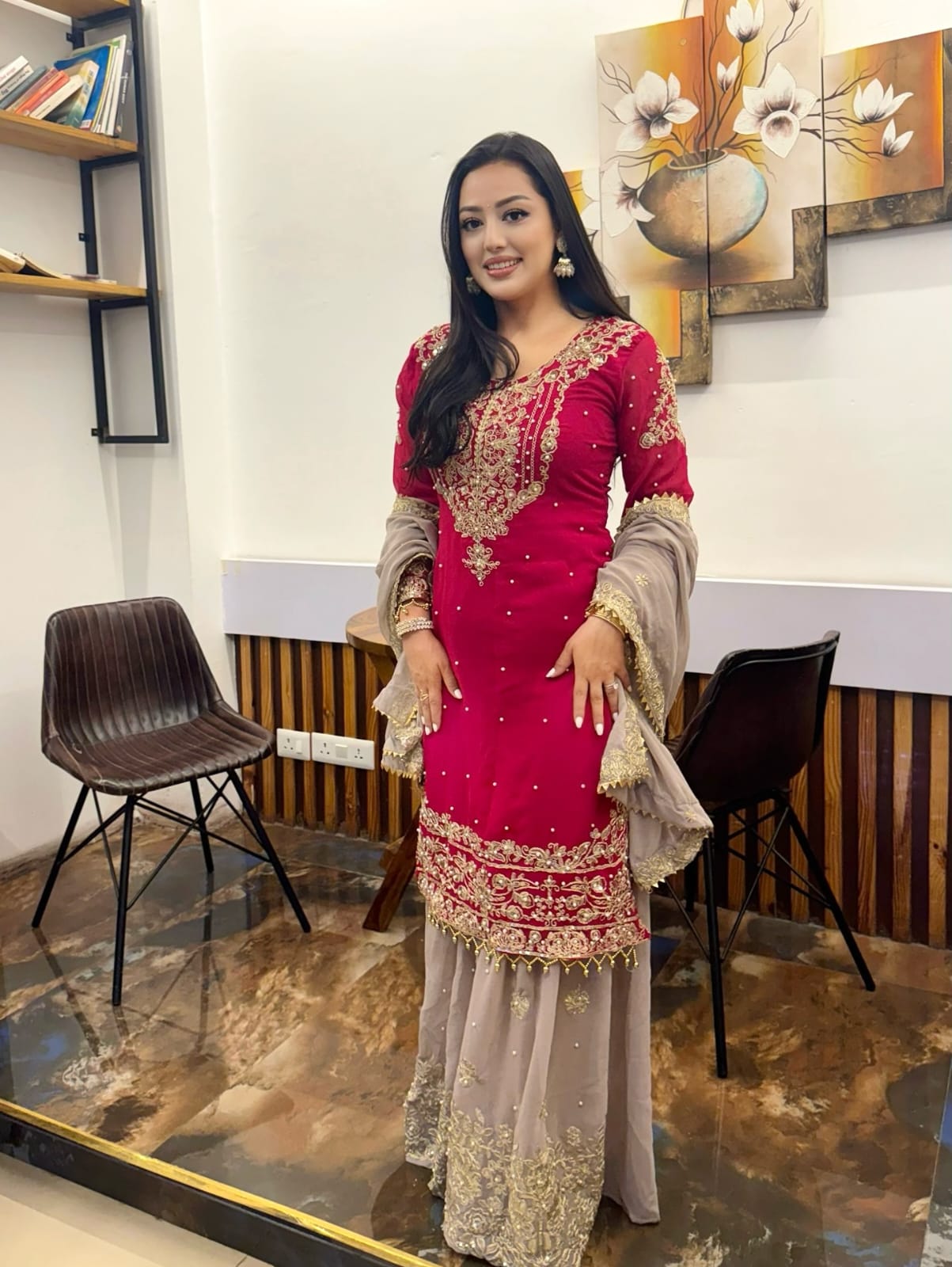 Embroidered Sharara Set - Image 9