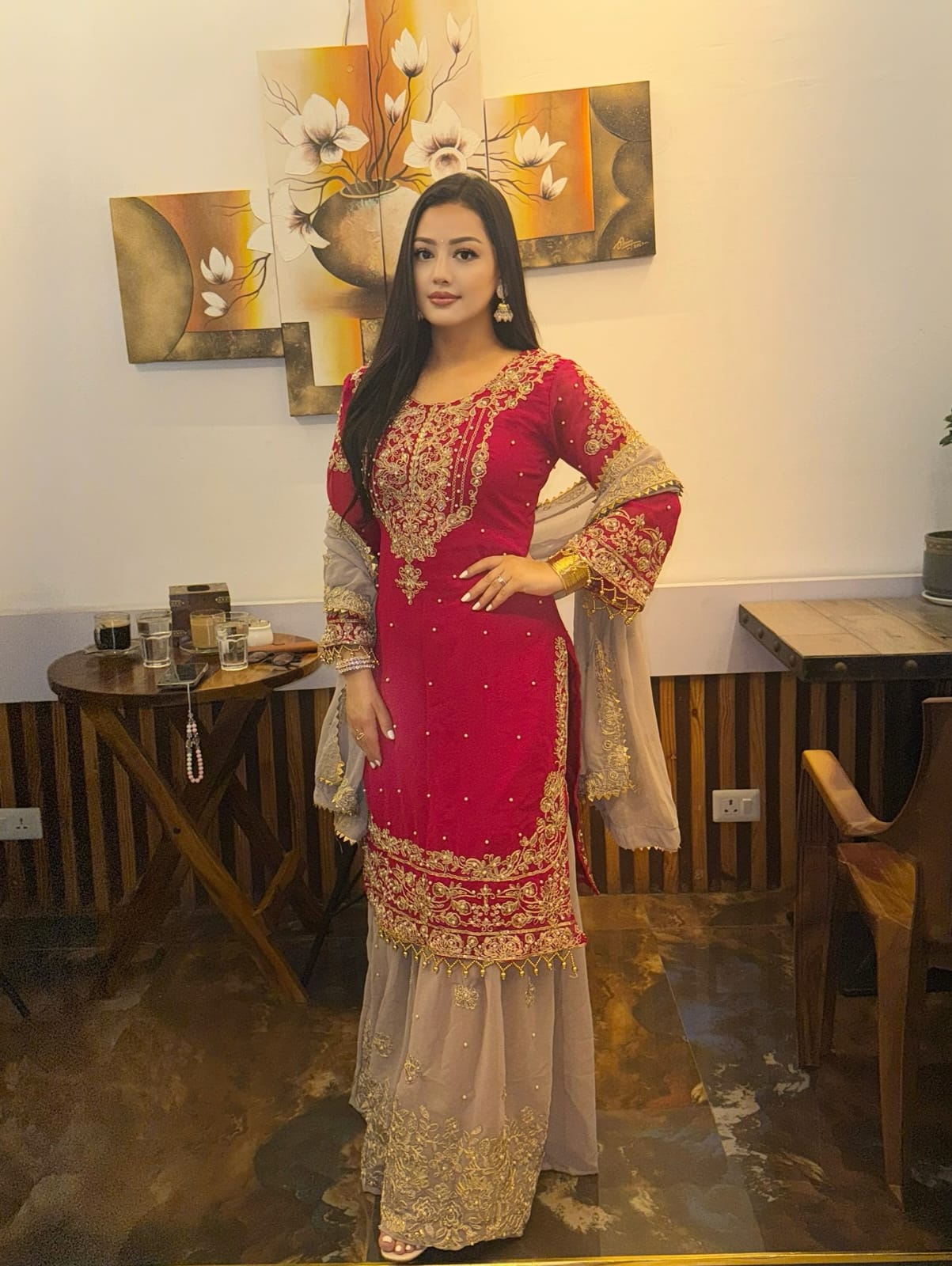 Embroidered Sharara Set - Image 3