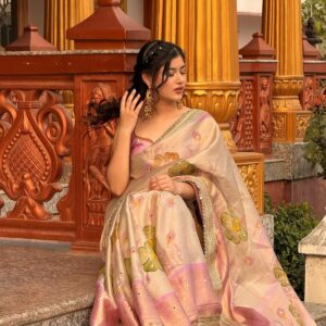 Floral Hand-Painted Saree