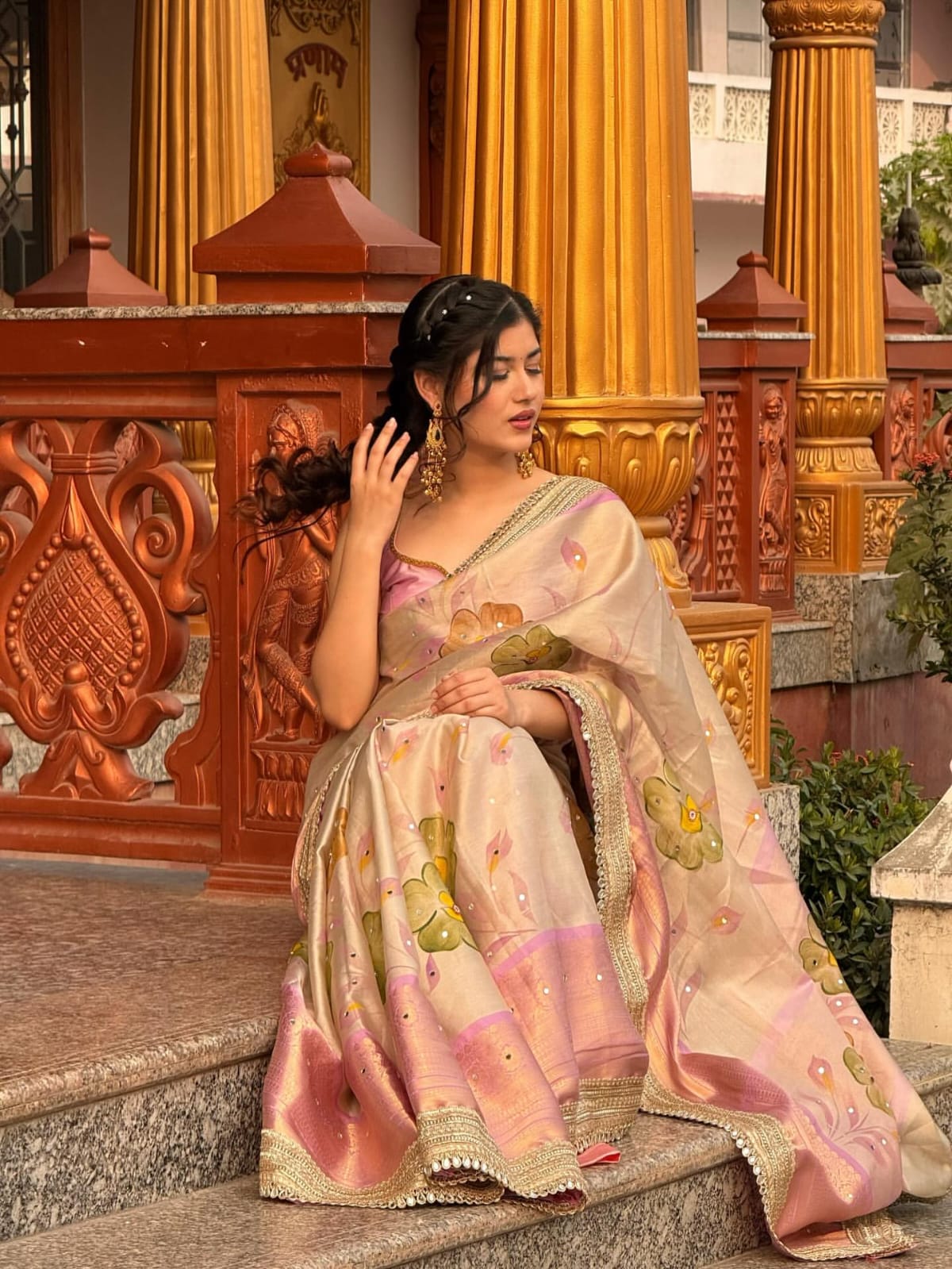 Floral Hand-Painted Saree