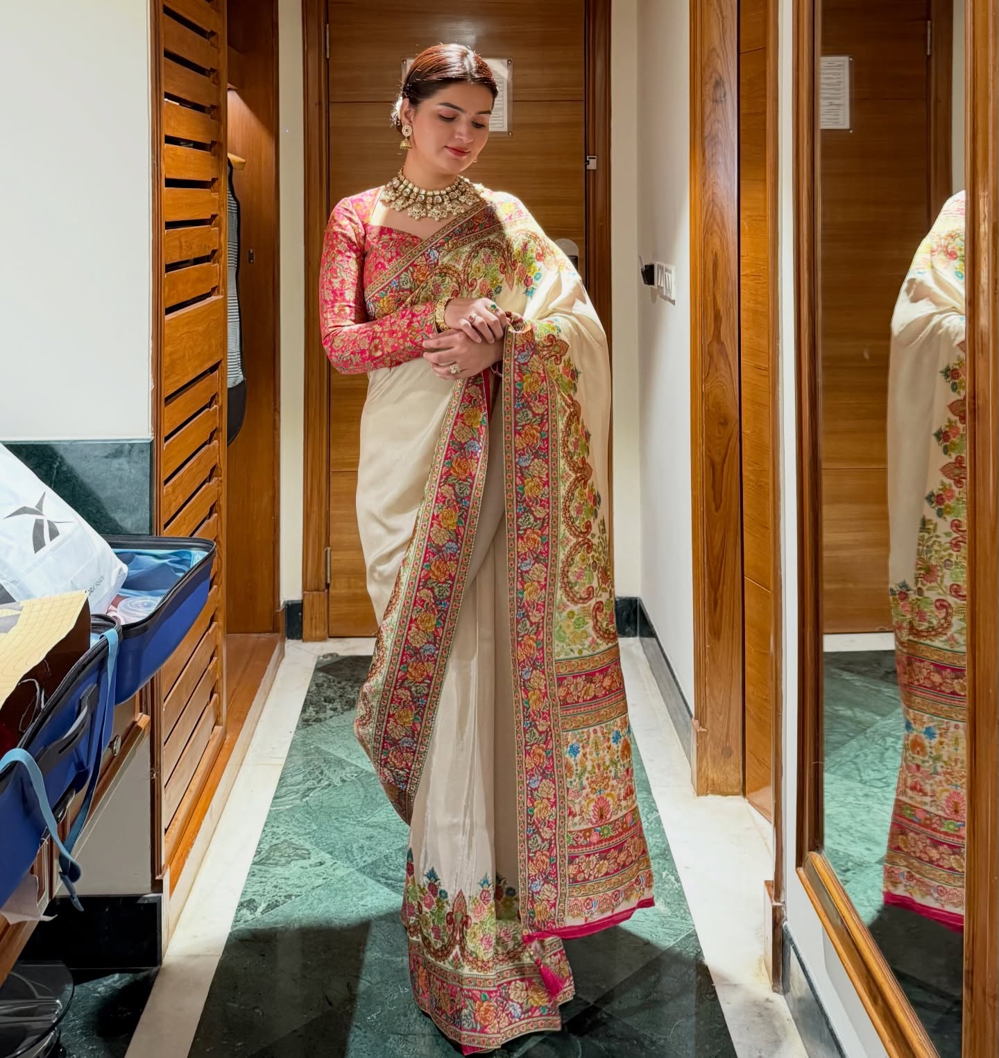 Floral Embroidered Saree - Image 3