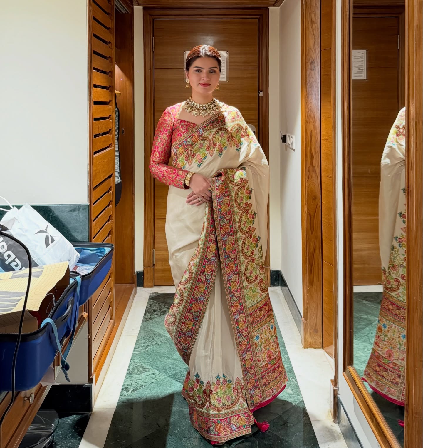 Floral Embroidered Saree - Image 2